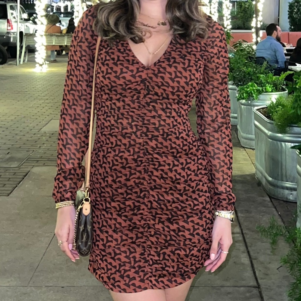 Brown Long Sleeve Dress